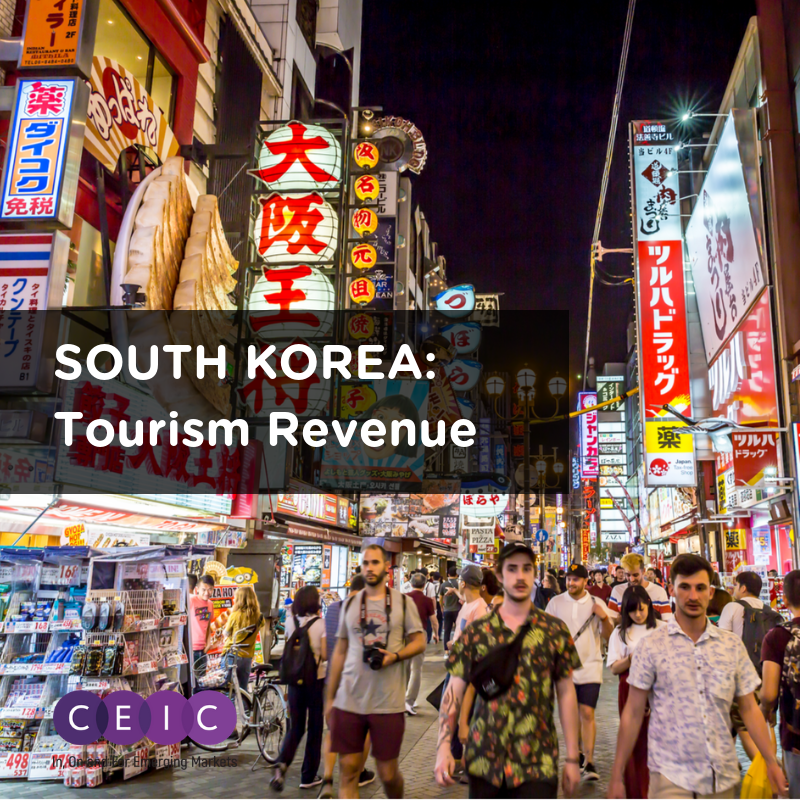 South Korea's tourism reached 1.381 billion USD in August 2018.